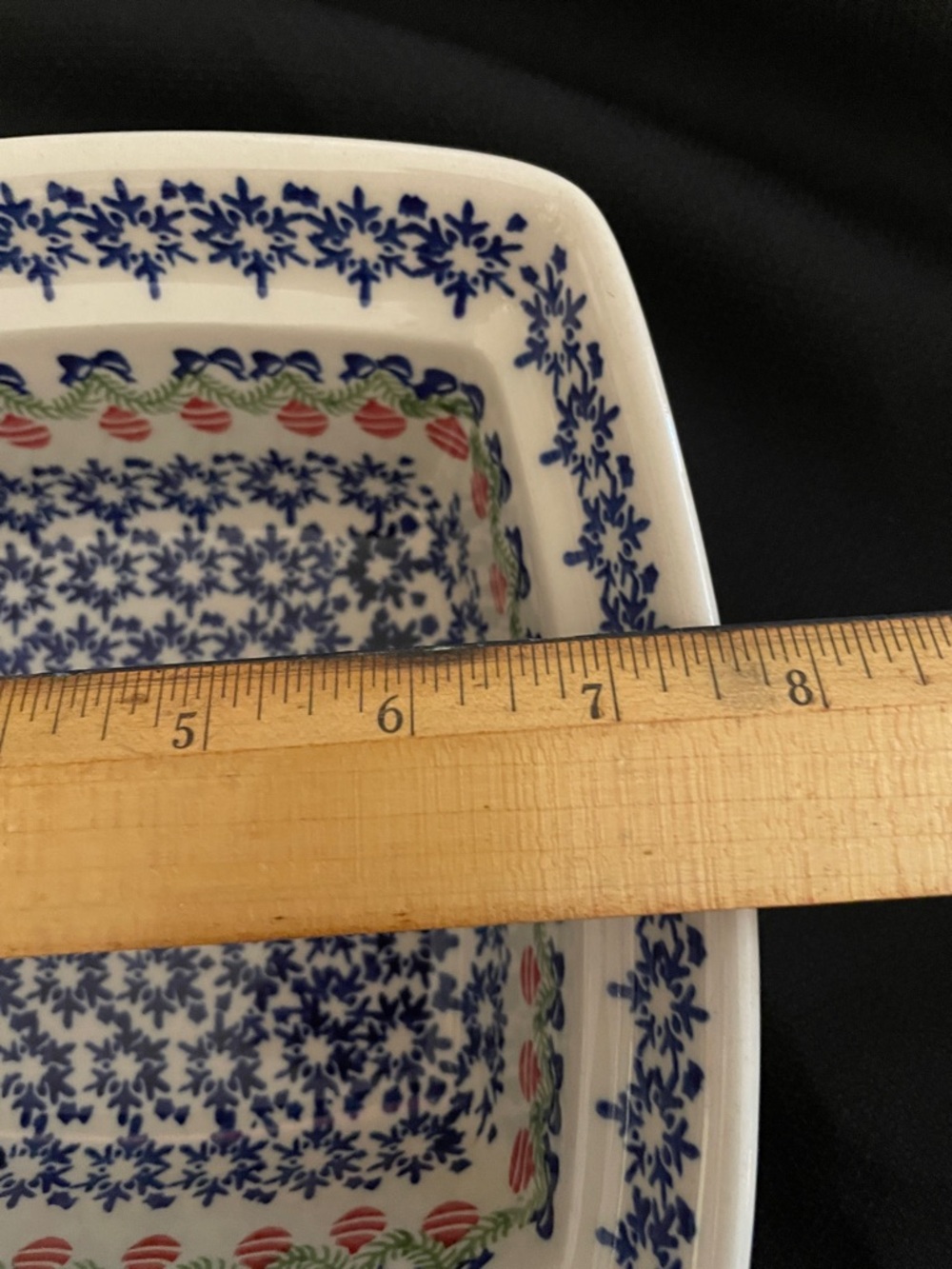 Polish Pottery Hand-Painted Blue Floral  Baking Dish